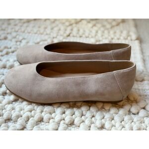 Eileen Fisher Womens Beige Suede Ballet Flats Almond Toe Slip On Shoes Size 8.5